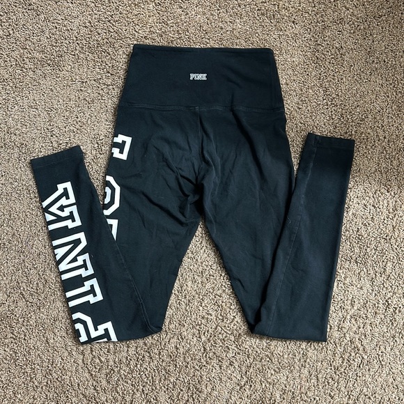 VS VICTORIAS SECRET PINK HIGH WAIST COTTON PANT TIGHT LEGGING SWEATS SHINE XS - Picture 2 of 4